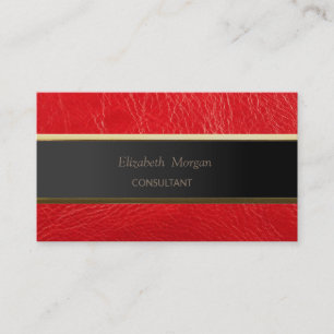 Simple Minimalist ,Stripe,Red  Leather Look Business Card