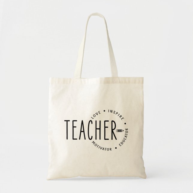 Simple Minimalist Teacher Appreciation Tote Bag (Front)