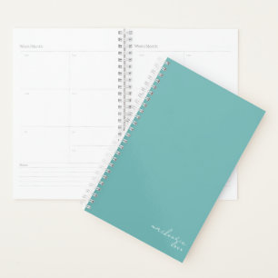 Simple Minimalist Teal Turquoise Personalised Planner