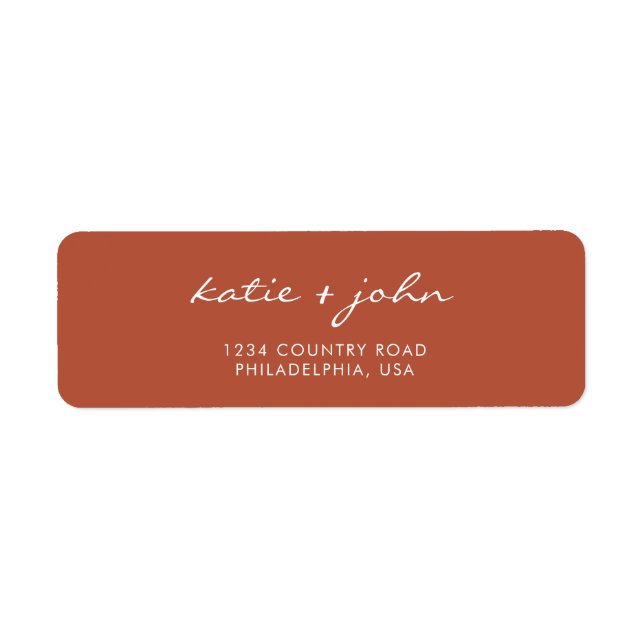 Simple Minimalist Terracotta Wedding Address (Front)