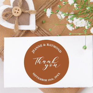 Simple Minimalist Terracotta Wedding Favour Classic Round Sticker