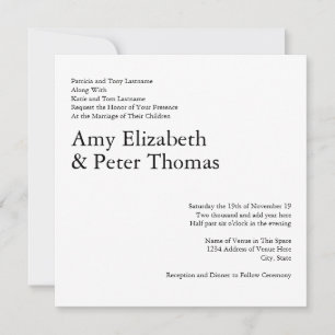 Simple, Minimalist Text Only QR Code Serif Wedding Invitation