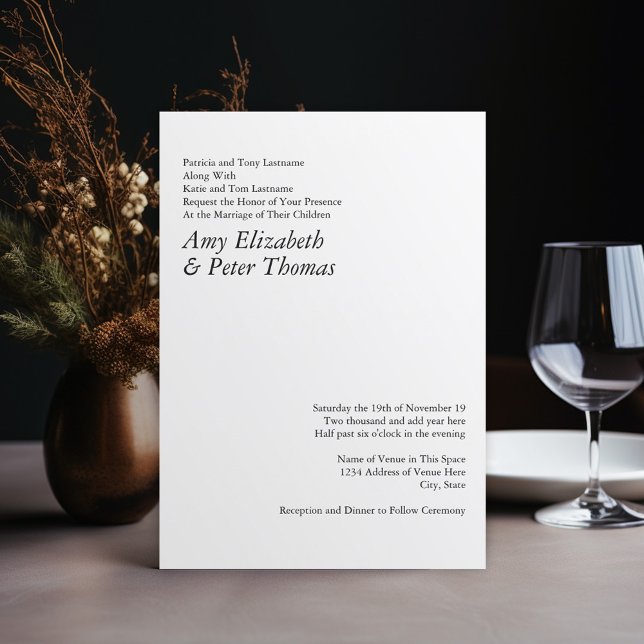 Simple, Minimalist Text Only QR Code Serif Wedding Invitation (Wedding Invitation - Simple, modern, minimal)