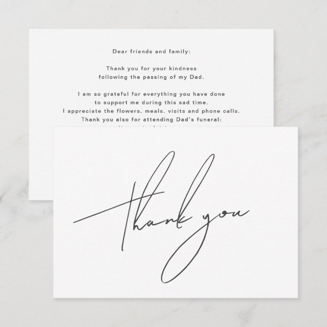 Simple Minimalist Thank You for Condolences (Front/Back)