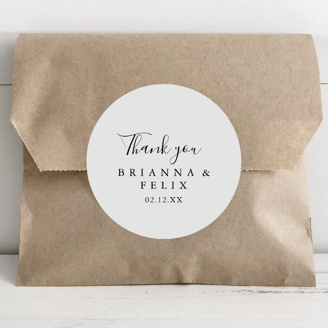 Simple Minimalist Thank You Wedding Favour Classic Round Sticker (Creator Uploaded)