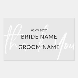 Simple Minimalist Thank You Wedding Grey Favours R Rectangular Sticker