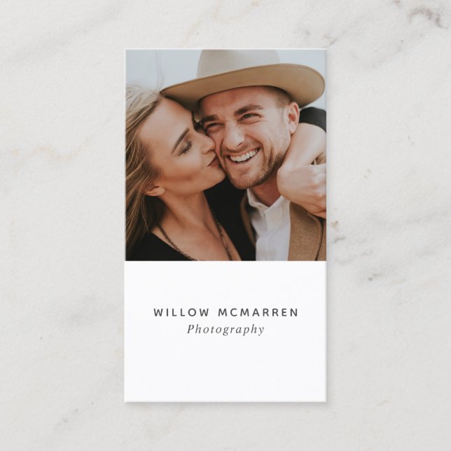 Simple Minimalist Trendy Typography Photography Business Card (Front)