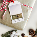 Simple Minimalist Typewriter Family Photo Gift Tags<br><div class="desc">This simple and modern family Christmas tag features a place for you to add your names and a main photo,  alongside ‘Merry Christmas’ in beautiful typewriter typography,  and a green Christmas tree pattern on the back. The perfect minimalist xmas holiday tag for any family member this winter!</div>