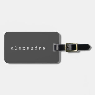 Simple Minimalist Typewriter Name Custom Black Luggage Tag