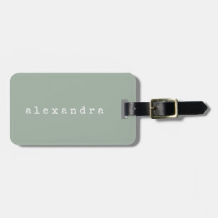 Simple Minimalist Typewriter Name Rustic Sage  Luggage Tag