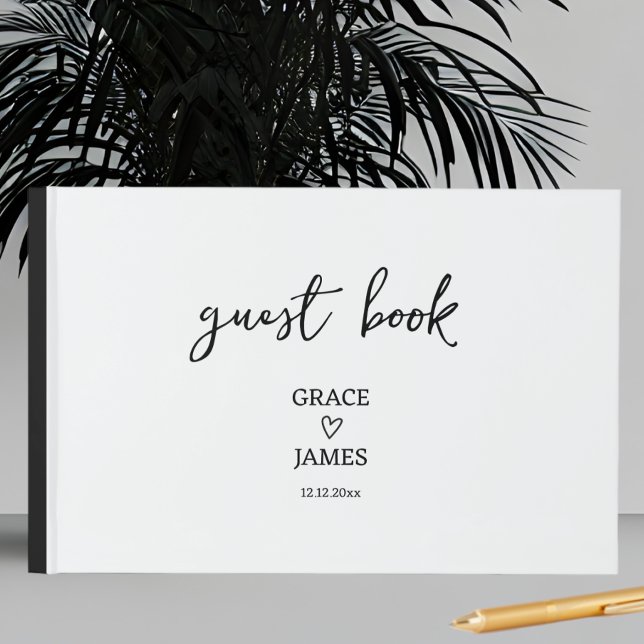 Simple Minimalist Typograph Personalised Wedding Guest Book (Simple Minimalist Typograph Personalized Wedding Guest Book from Ricaso. Save your memories. )