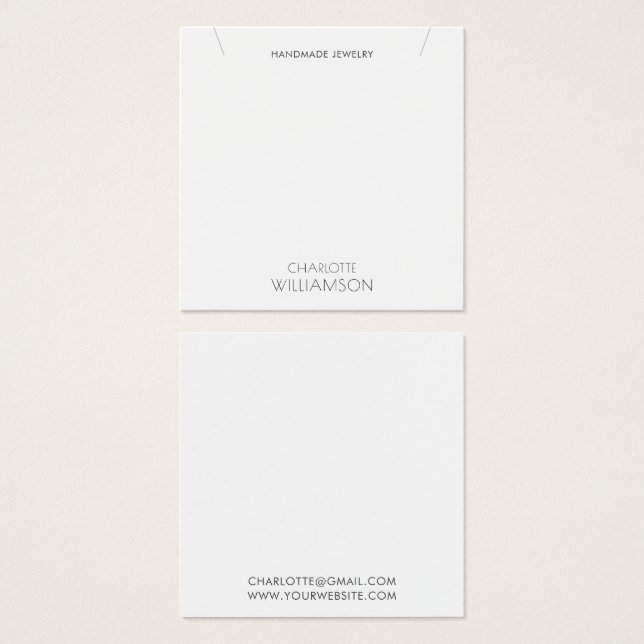 Simple Minimalist Typography Jewelry Display Card (Front & Back)