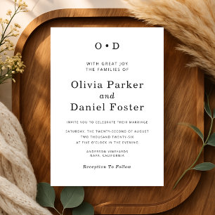 Simple Minimalist Typography Monogram Wedding Invitation