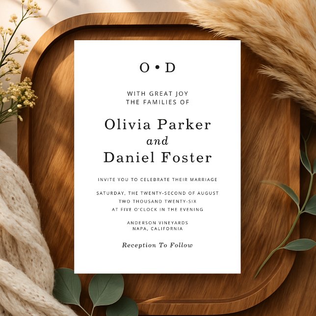 Simple Minimalist Typography Monogram Wedding Invitation (Creator Uploaded)