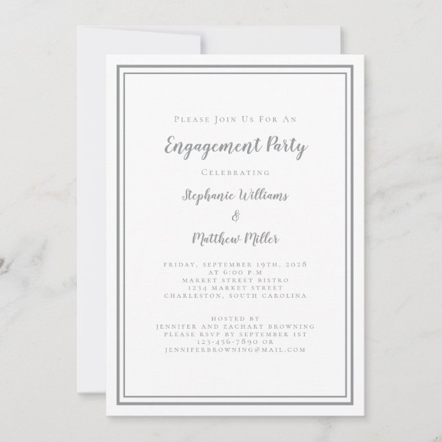 Simple Minimalist Ultimate Grey Engagement Party Invitation (Front)