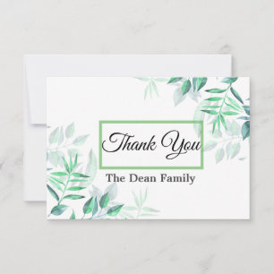 Simple Minimalist Watercolor Sympathy Greenery Thank You Card