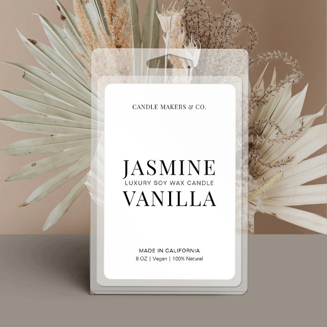 Simple Minimalist Wax Melt Candle Rectangle Label (Rectangle Product Label - Perfect for wax melts clamshells, boxes, pouches and more)