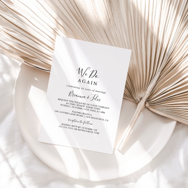 Simple Minimalist We Do Again Vow Renewal Invitation (Creator Uploaded)