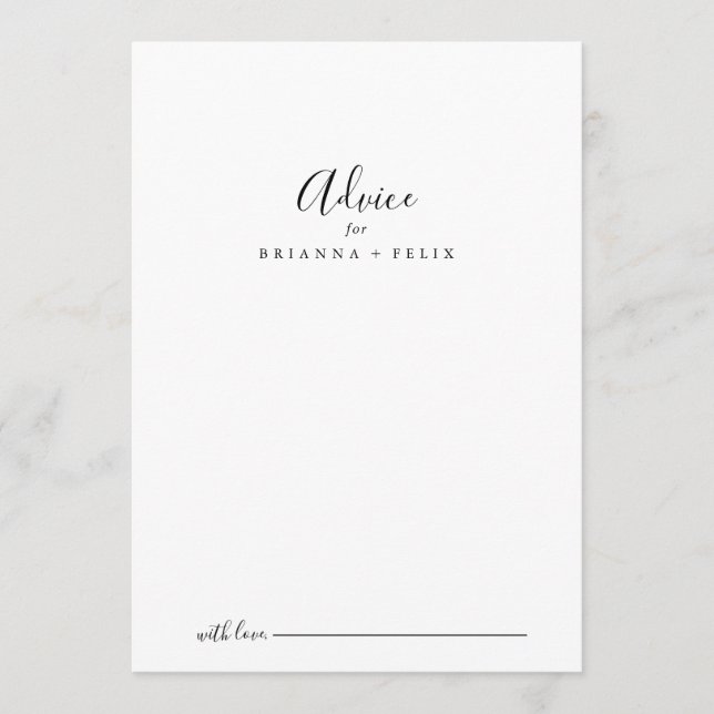 Simple Minimalist Wedding Advice Card (Front)