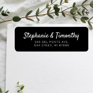 Simple Minimalist Wedding Black Return Address