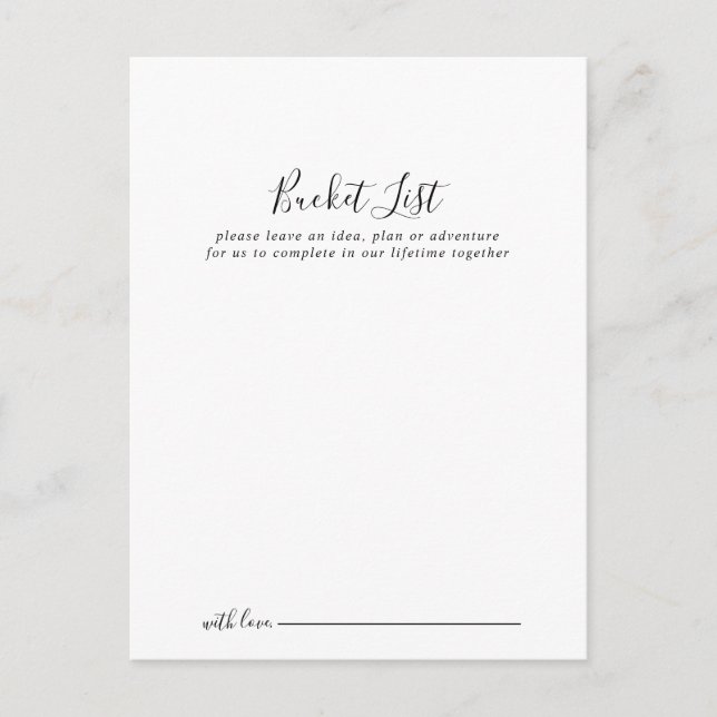 Simple Minimalist Wedding Bucket List Cards (Front)