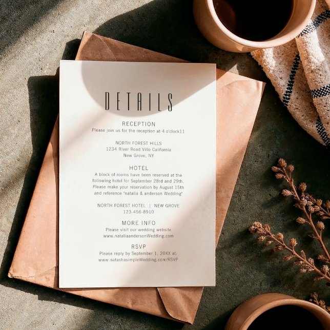 Simple Minimalist Wedding Details Enclosure Card (Creator Uploaded)