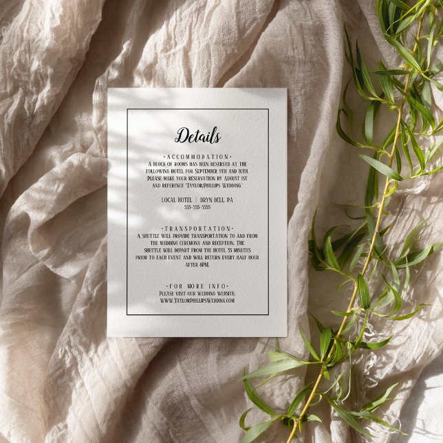 Simple Minimalist Wedding Details Frame Enclosure Card (Creator Uploaded)