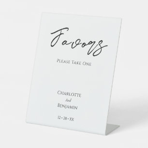 Simple Minimalist Wedding Favours Pedestal Sign