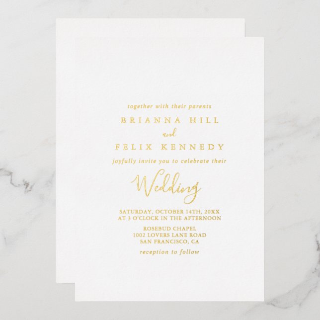 Simple Minimalist Wedding Gold (Front/Back)