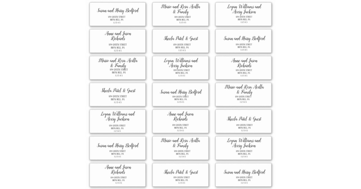 Simple Minimalist Wedding Guest Address Labels Zazzle