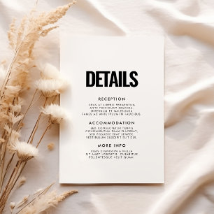 Simple minimalist wedding guest information enclosure card