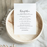 Simple Minimalist Wedding Kissing Menu Game Card<br><div class="desc">This simple minimalist wedding kissing menu game card is perfect for a modern wedding reception. The simple and elegant design features classic and fancy script typography in black and white.</div>