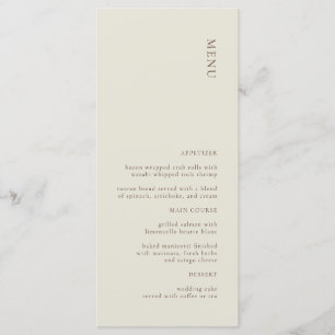 Simple Minimalist Wedding Menu
