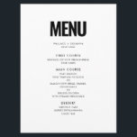 Simple minimalist wedding menu<br><div class="desc">Go for a simple yet striking black and white design for your wedding stationery. This modern and elegant style can suit any couple. Fully customisable,  you can easily change the colours of the text or background to your liking.</div>