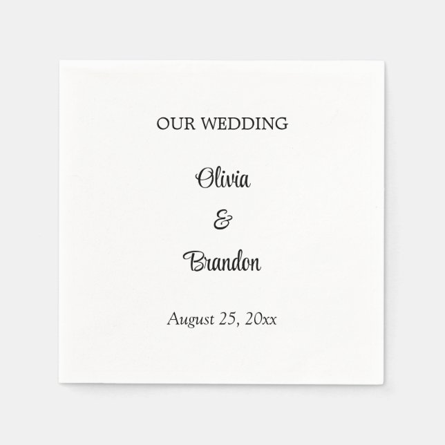 Simple Minimalist Wedding Paper Napkins (Front)