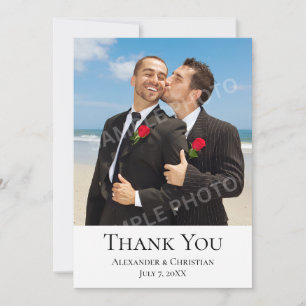 Simple Minimalist Wedding Photo Message Back Thank You Card