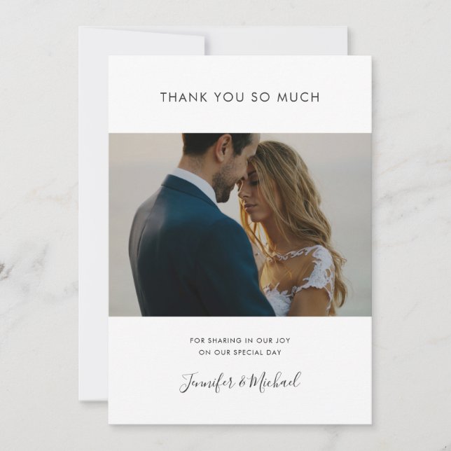 Simple Minimalist Wedding Photo Thank You Card (Front)