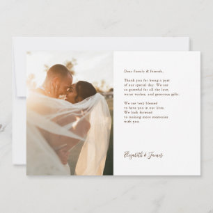 Simple Minimalist Wedding Photo Thank You Card