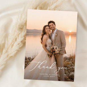 Simple Minimalist Wedding Photo Thank You Card
