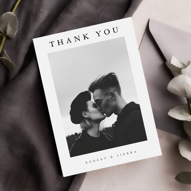 Simple Minimalist Wedding Photo Thank You Card (Creator Uploaded)