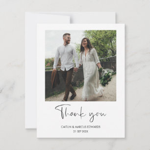 Simple Minimalist Wedding Photo Thank You Card