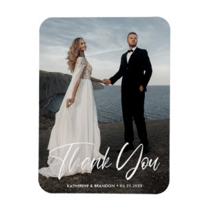 Simple Minimalist Wedding Photo Thank You Magnet