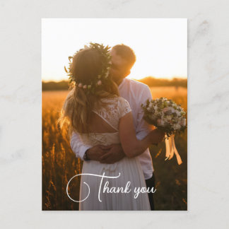 Simple Minimalist Wedding Photo Thank You Postcard