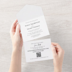 Simple Minimalist Wedding QR Code Guest Addressed All In One Invitation