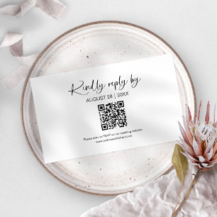 Simple Minimalist Wedding QR Online RSVP Cards