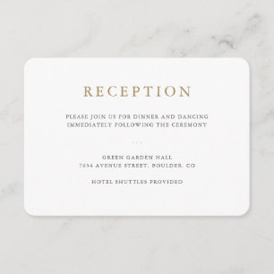 Simple Minimalist Wedding Reception Card