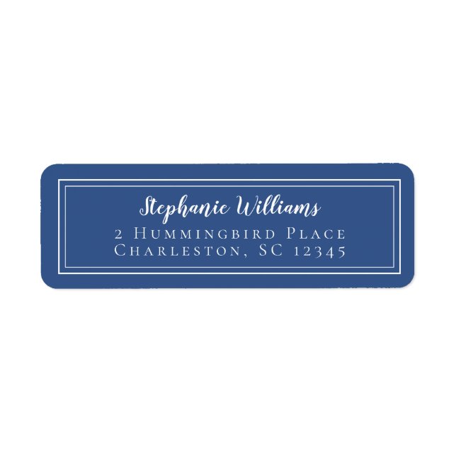Simple Minimalist Wedding RSVP Blue and White (Front)