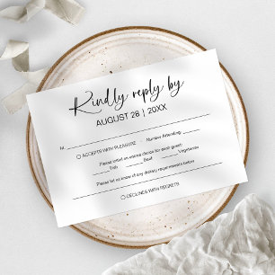 Simple Minimalist Wedding RSVP Cards