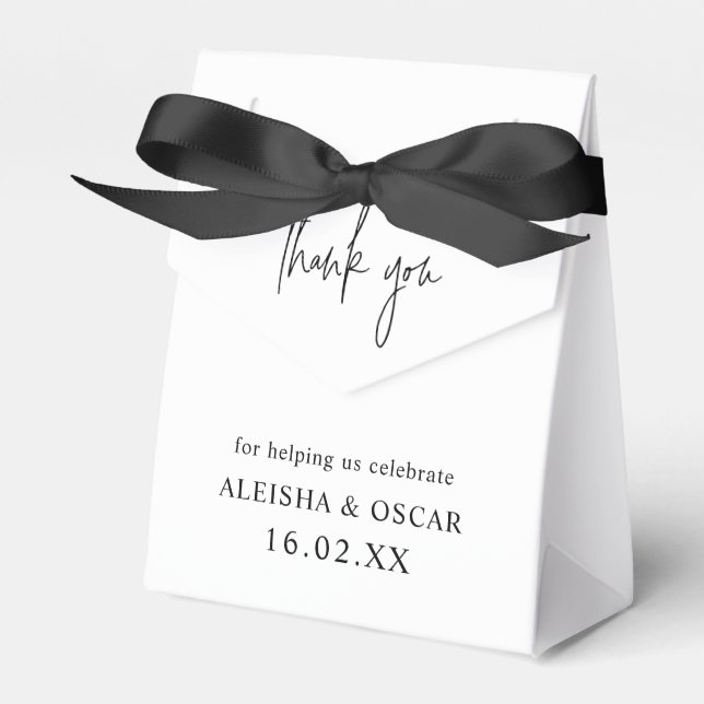 Simple Minimalist Wedding Thank You Bonbonniere Favour Box (Front Side)