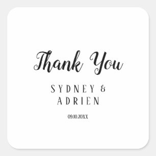 Simple Minimalist Wedding Thank You Favour Square Sticker